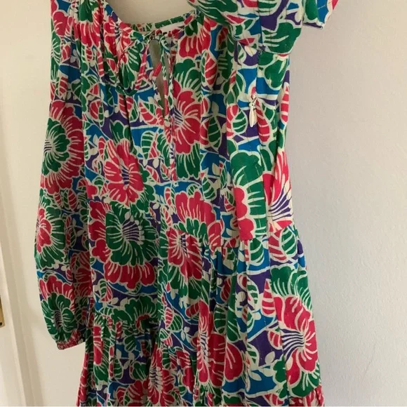 Rixo London Roxy Hibiscus Floral Long Sleeve Cotton Mini Dress, Medium - Picture 8 of 16